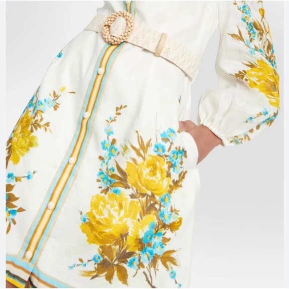 Zimmermann Halcyon Belted Floral Linen Dress US 4 Resort Luxury🌼 - Picture 7 of 13